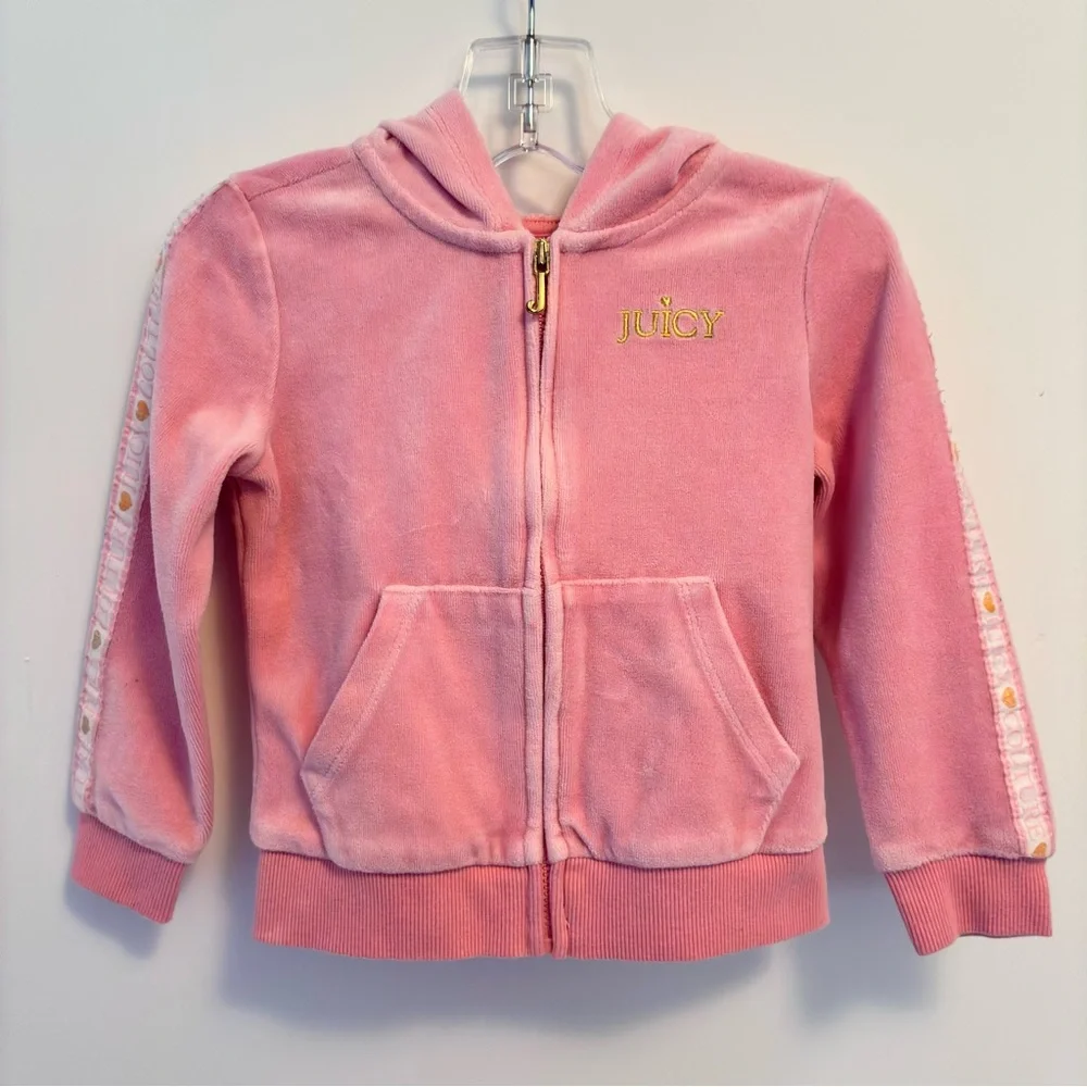 Juicy Couture Kids Toddler Girl Velour Zip-Up Hoodie Pink Size 3T
